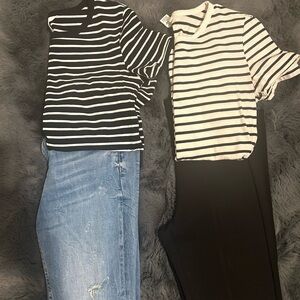 Women’s bundle 2 shirts and 2 pants in a size small. Blue jeans size 6